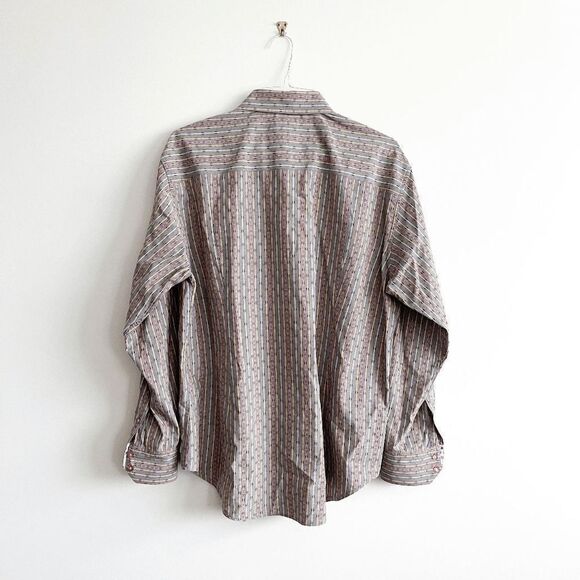 Robert Graham Mens Striped Long Sleeve Casual Shirt Button Multicolour Cotton XL - Picture 2 of 8